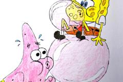 Karta z napisem Dzień dziecka oraz różowy stworek dmuchający w bańkę mydlaną