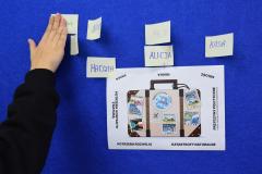 W części zespołowej wychowankowie wykonali ćwiczenie przy symbolicznej „walizce”, zapisując imiona osób, które w ich otoczeniu zmieniły miejsce zamieszkania z różnych powodów: nauki, pracy, miłości, rozwoju, a czasem trudnych sytuacji życiowych.