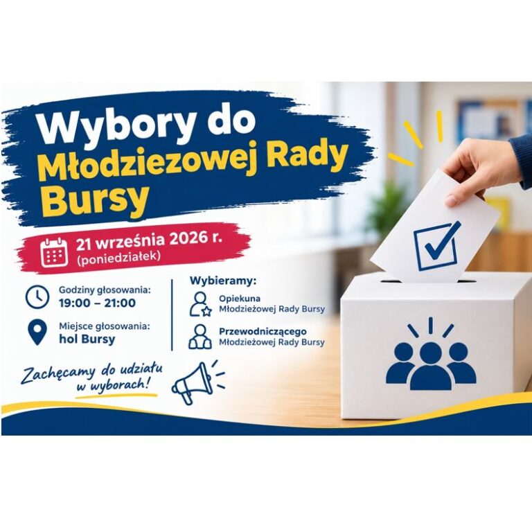 Plakat - Wybory Opiekuna i Przewodniczącego Młodzieżowej Rady Bursy - 21 września 2026